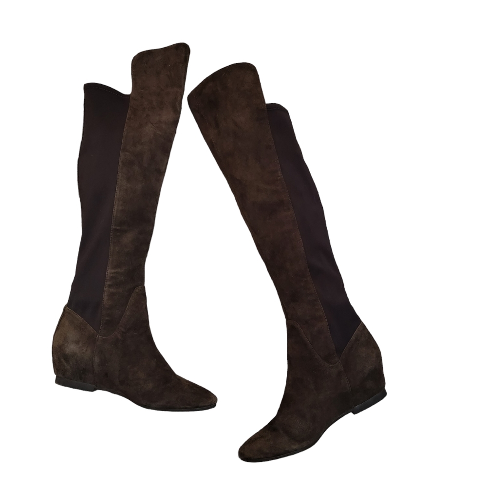 Nine West size 9.5. Brown suede over the knee boots flat heel round toe - Picture 3 of 8
